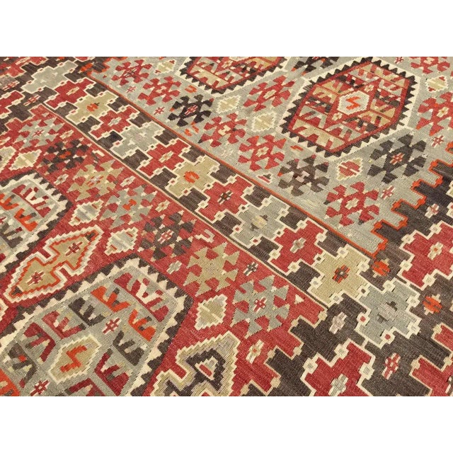 1950s Vintage Rustic Turkish Kilim Rug - 74" X 144" For Sale - Image 5 of 9