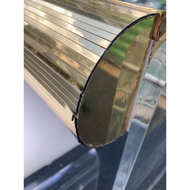 Plastic Mid-20th Century Lucite and Brass Vanity and Stool by Hill by Creations at Dallas For Sale - Image 7 of 11