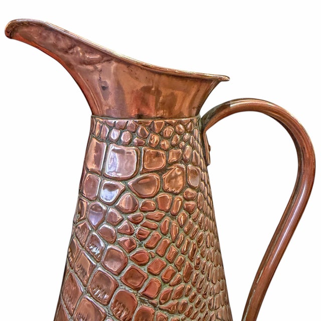 English Arts & Crafts Crocodile Stamped Copper Pitcher For Sale In Chicago - Image 6 of 12