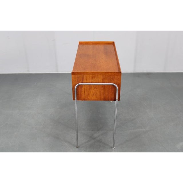 Danish Teak Shelf Cabinet with Chrome Plated Legs, 1960s For Sale - Image 9 of 16