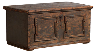 Antique Trunk with Pearl Gray Patina, 1900