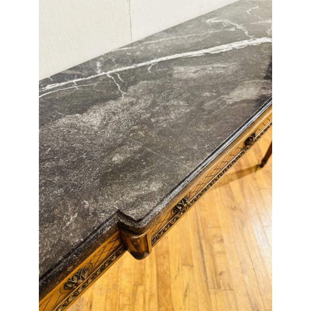Wood Maison Jansen Marble Top Console Table, Signed For Sale - Image 7 of 9
