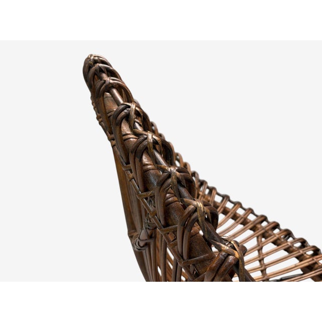 Wood Italian Modern Metal & Bamboo Rattan Lounge Chair- Italy, 1950s For Sale - Image 7 of 9