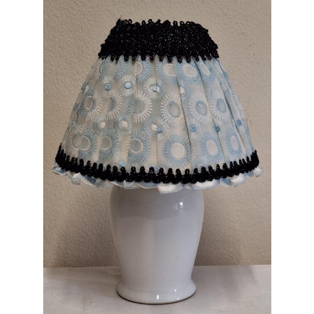 Vintage Table Lamp with White Ceramic Base and Fabric Shade by Aro, 1980s, in Very Good conditions. Designed 1980 to 1989...