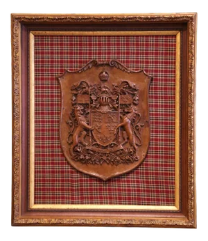 19th Century French Carved Walnut Royal Coat of Arms of Canada in Gilt Frame