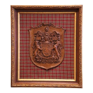 Early 20th Century Carved Fruitwood Canadian Coat of Arms Wall Plaque For Sale