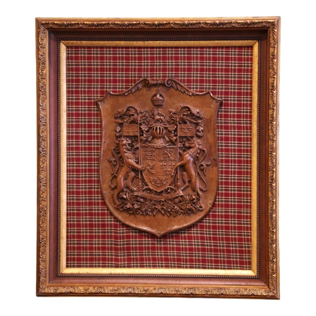 Early 20th Century Carved Fruitwood Canadian Coat of Arms Wall Plaque For Sale