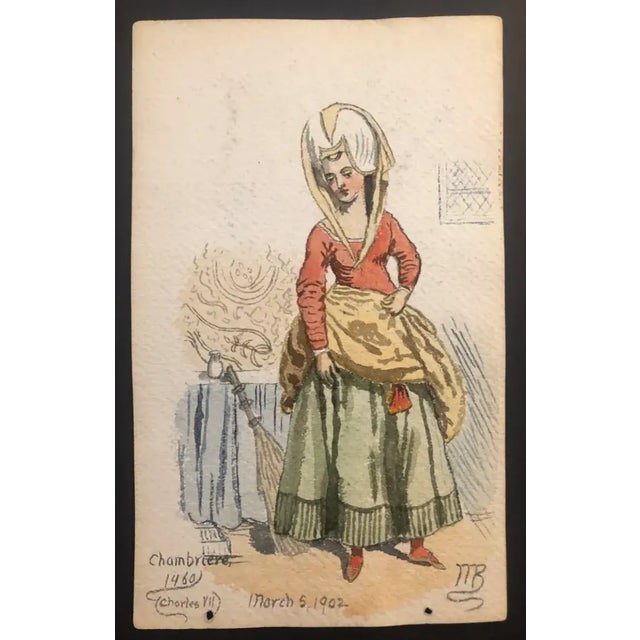 Figurative 1902 English Watercolor Figure For Sale - Image 3 of 3