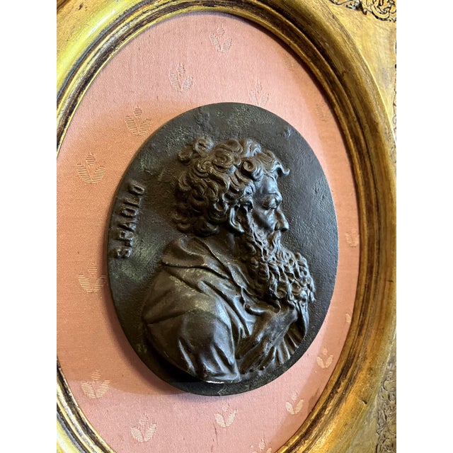 Portrait Medallions of Saints Peter & Paul, Gesso in Gilded Oval Frames, Set of 2 For Sale - Image 5 of 18