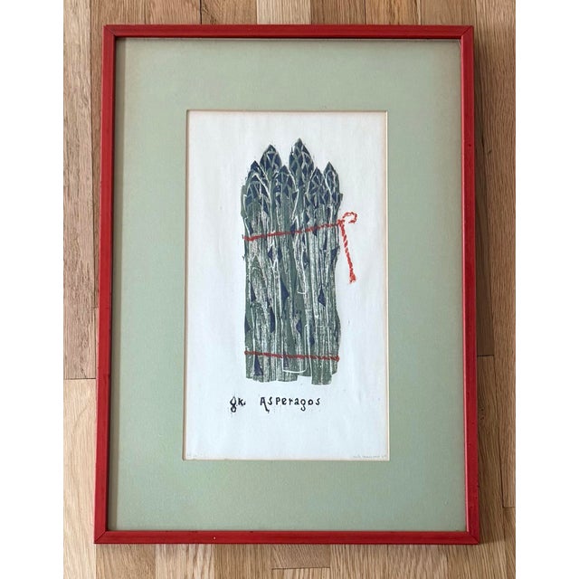 Vintage 1964 Limited Edition Woodblock Print of Asparagus For Sale - Image 4 of 10