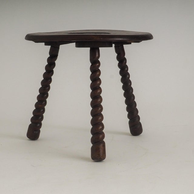 French Oak Tripod Side Table attributed to Charles Dudouyt, 1950s For Sale - Image 3 of 18