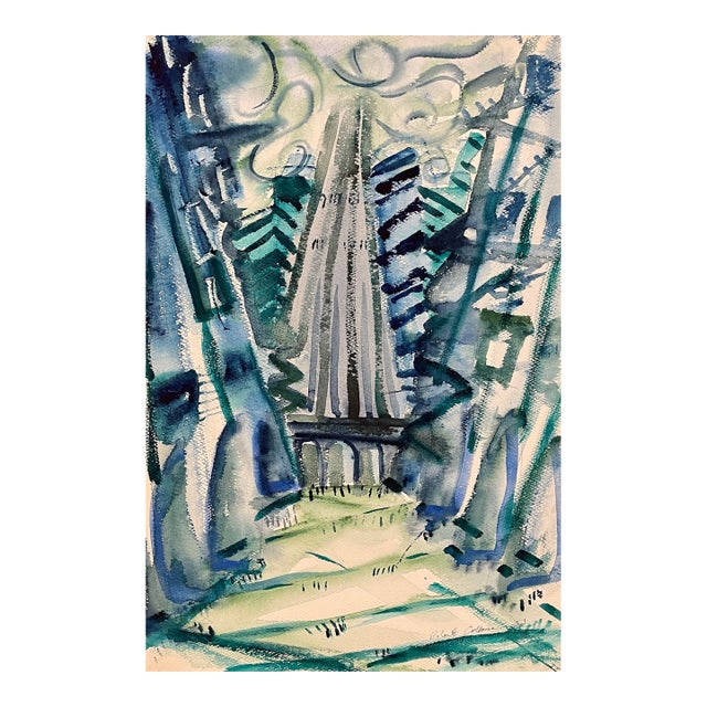 1953 Robert Colborne Modern Landscape Watercolor For Sale