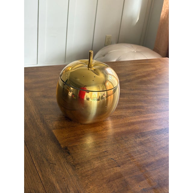 Metal Vintage Apple-Form Lidded Ice Bucket / Decorative Container – Mid-Century Modern Sculptural Decor For Sale - Image 7 of 15