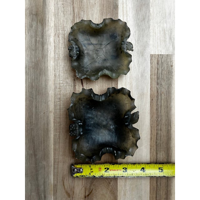 Antique Chinese Natural Agate Carved Inkwell / Brush Washer-Lotus Flower Catchall Vessels For Sale - Image 4 of 13