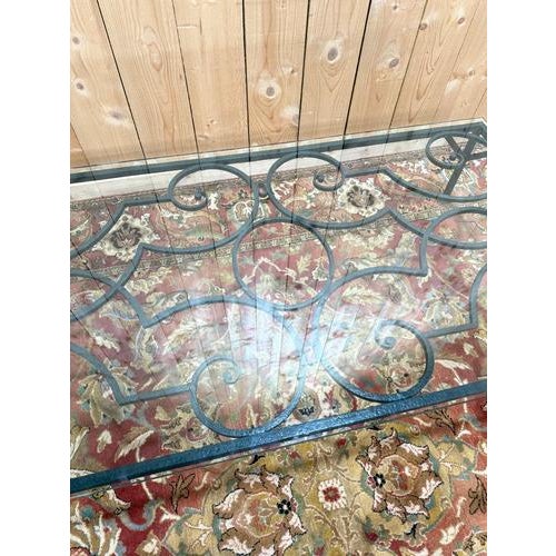 Wrought-Iron Coffee Table with Glass Top For Sale - Image 3 of 8