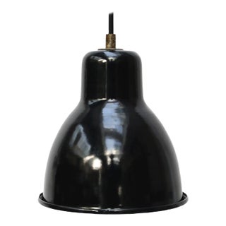 Small Vintage Industrial Black Enamel Pendant Light For Sale