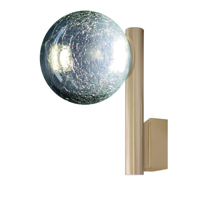 Metal New "Craquele/T" Handmade Sculpture Table Lamp With Art Glass For Sale - Image 7 of 8