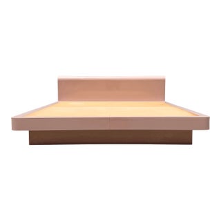 Postmodern Pink Gloss Laminate King Size Waterfall Platform Bed For Sale