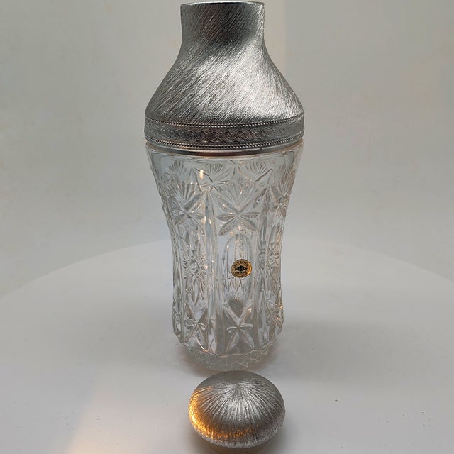 Vintage cocktail shaker in lead crystal and alpacca by rcr c.a.l.p. label c.a.l.p. Cristalleria italiana. 1960s, made in...