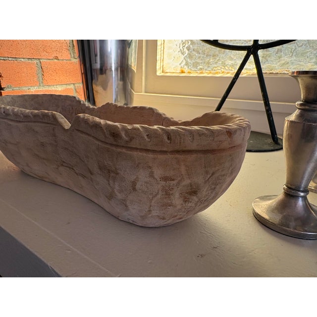 Vintage Hand-Carved Wood Dough Bowl with Scalloped Edge For Sale - Image 9 of 12