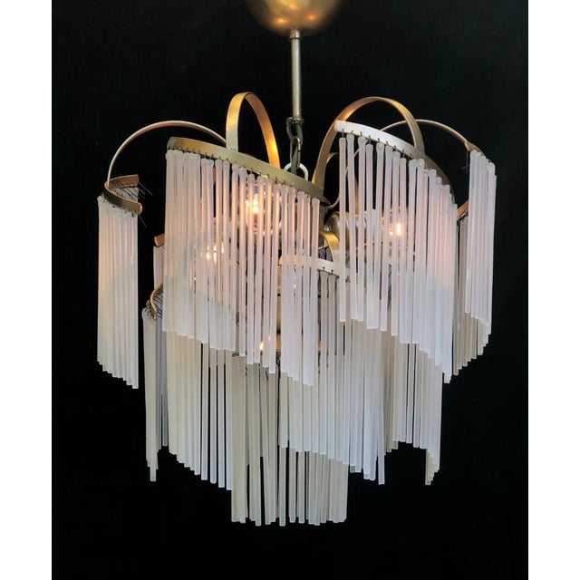 White 1980s Italian Murano White Milk Glass Waterfall Chandelier For Sale - Image 8 of 10