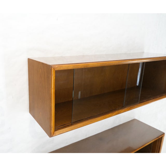 Mid-Century Modern Mid-Century Modern Sliding Glass Doors 4 Bays Stacking or Hanging Bookcase For Sale - Image 3 of 17