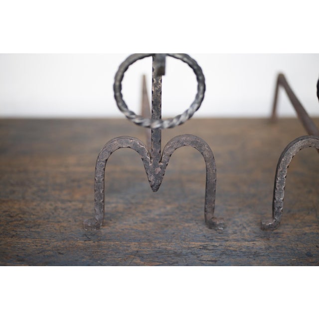 Italian Brutalist Hand-Forged Fireside Andirons, 1970s, Set of 2 For Sale - Image 10 of 14