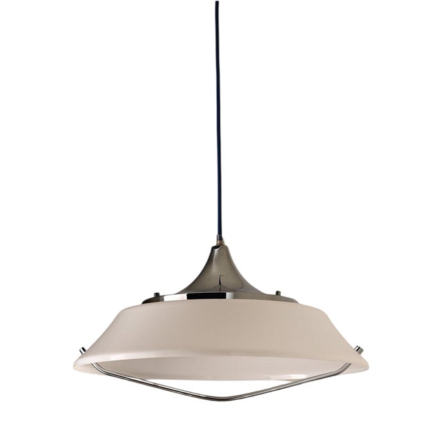 Space Age Acrylic Glass Dish Pendant with Chrome Detail, 1970s For Sale