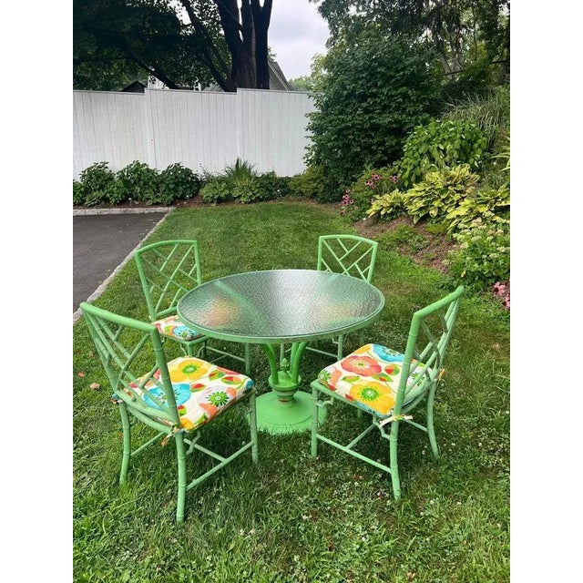 Meadowcraft Vintage Meadowcraft Green Patio Dining Set in Green For Sale - Image 4 of 16