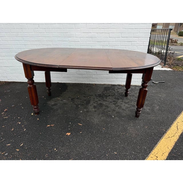 Antique Victorian Style Walnut Dining Table With 1 Leaf. For Sale - Image 12 of 15