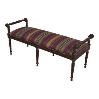 French Louis XVI Style Carved Mahogany Window Bench For Sale