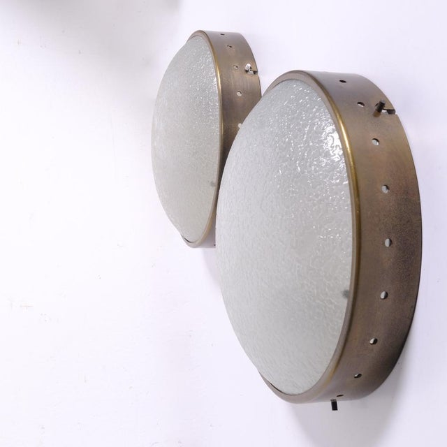 Vintage Glass and Metal Wall Lamps, 1940s, Set of 2 For Sale - Image 10 of 18