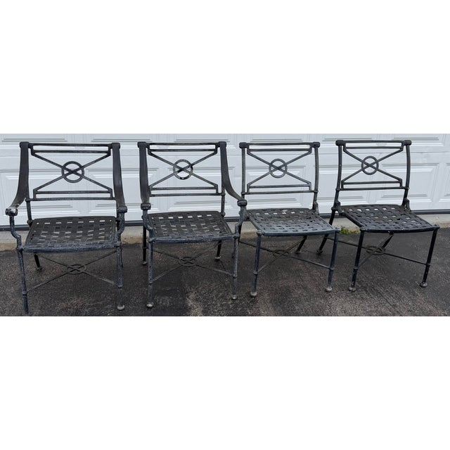 Vintage Woodard Delphi Outdoor 4 Cast Aluminum Chairs For Sale - Image 10 of 12