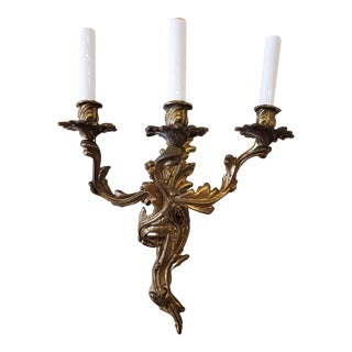 Louis Vx Style Brass Wall Light For Sale