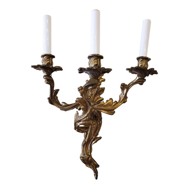 Louis Vx Style Brass Wall Light For Sale