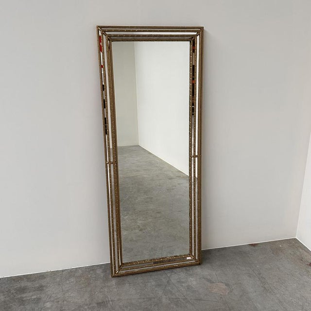 Gold Vintage Hollywood Regency Gilt Faux Bamboo Full-Length Mirror, 1980s For Sale - Image 8 of 11