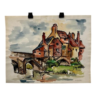 Henry Emil Salloch Original Watercolor on Paper Durham, 1962. For Sale
