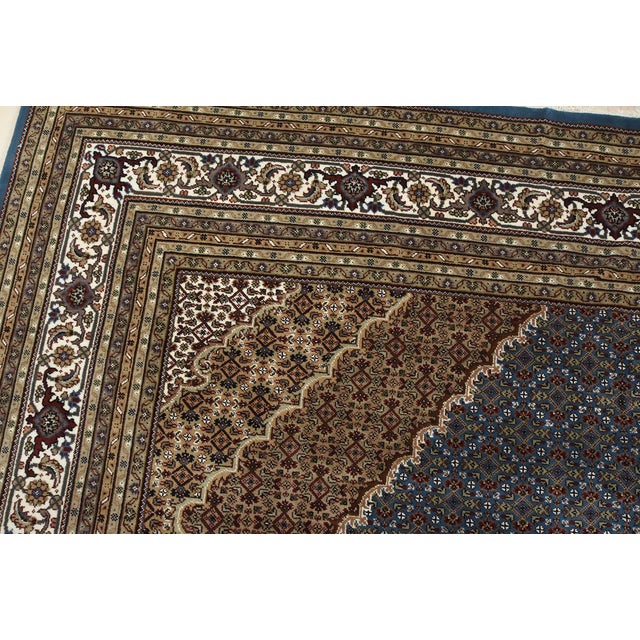 Textile Tabriz Mahi Rug 10'1'' X 14'5'' Blue Wool Traditional Hand-Knotted Carpet For Sale - Image 7 of 15