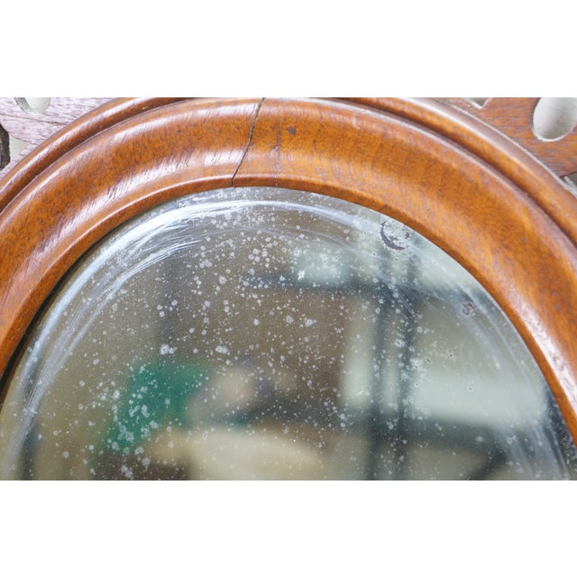 Wood Antique Victorian Mahogany Oval Vanity Dresser Mirror 28" For Sale - Image 7 of 14