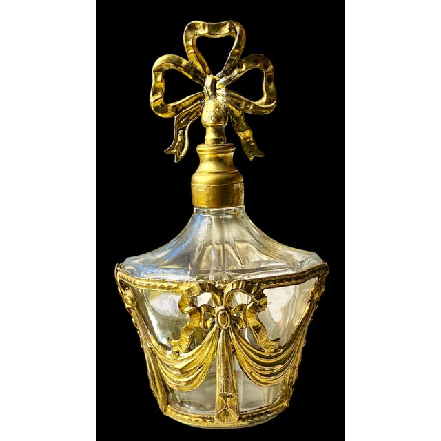 Metal Vintage 1950’s Ormolu and Glass Perfume Bottle For Sale - Image 7 of 16