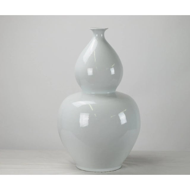 Contemporary Large White Bottle Gourd Porcelain Vase For Sale - Image 3 of 4