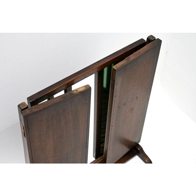 Brown Vintage Military Campaign Style Vanity Mirror, 1930 For Sale - Image 8 of 9