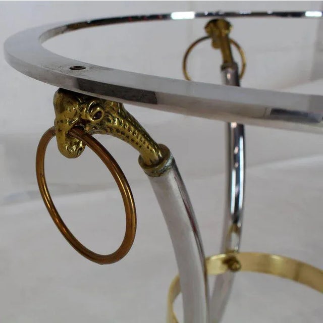 Mid-century modern chrome brass marble-top gueridon centre table. Hit quality fine details craftsmanship metal work...