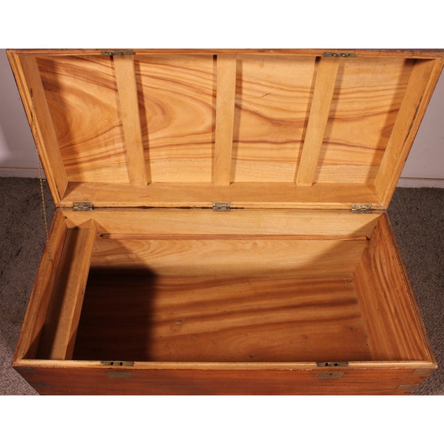 Camphor Wood Marine Chest with Double Locks and Camphor Wood Top, 19th Century For Sale - Image 7 of 16