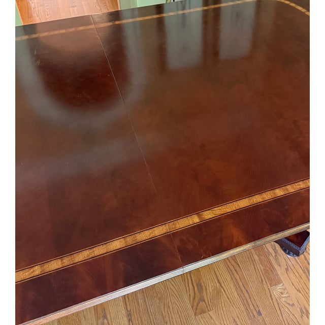 Attributed to Henredon Natchez Collection Flame Mahogany Double Pedestal Dining Table For Sale In Raleigh - Image 6 of 8