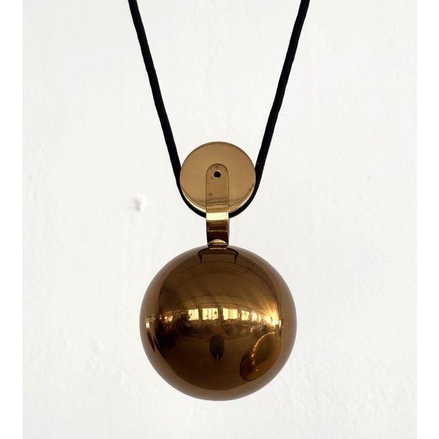 Vintage Brass Adjustable Pendant with Rotary Wheels and Counterweight by Florian Schulz, 1970s For Sale - Image 4 of 18