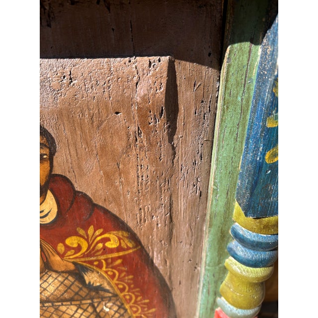 Wood Hand Made Mexican Folk Art Icon Painting For Sale - Image 7 of 8