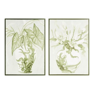 Greenery In Chinoiserie Giclees St/2 For Sale