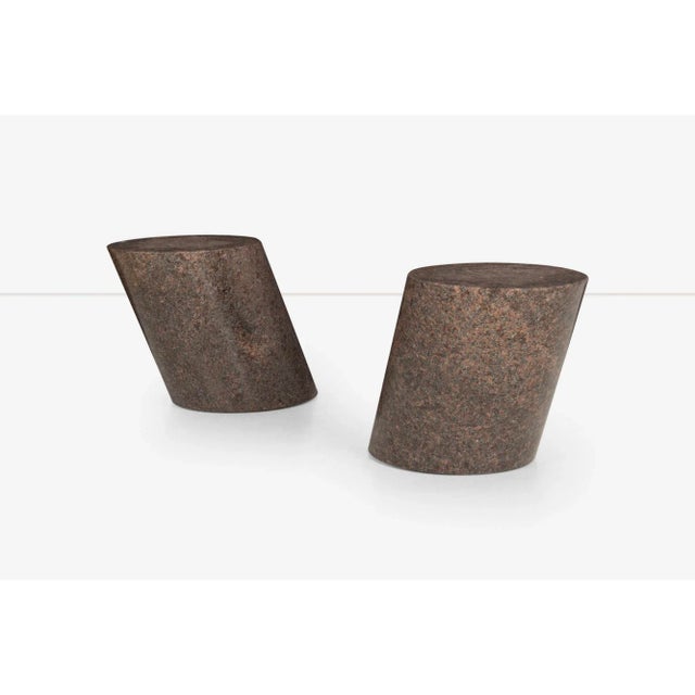 1980s Attributed to Pair of Lucia Mercer End Tables for Knoll 1982 in Custom Sierra Brown Granite For Sale - Image 5 of 8