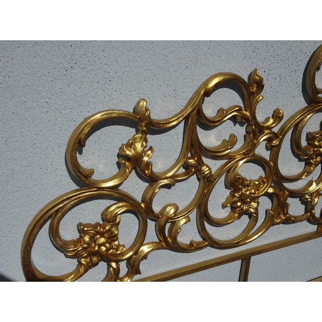 Rococo Style King Size Iron Scrolled Headboard Metallic Gold Italian Headboard For Sale - Image 10 of 13